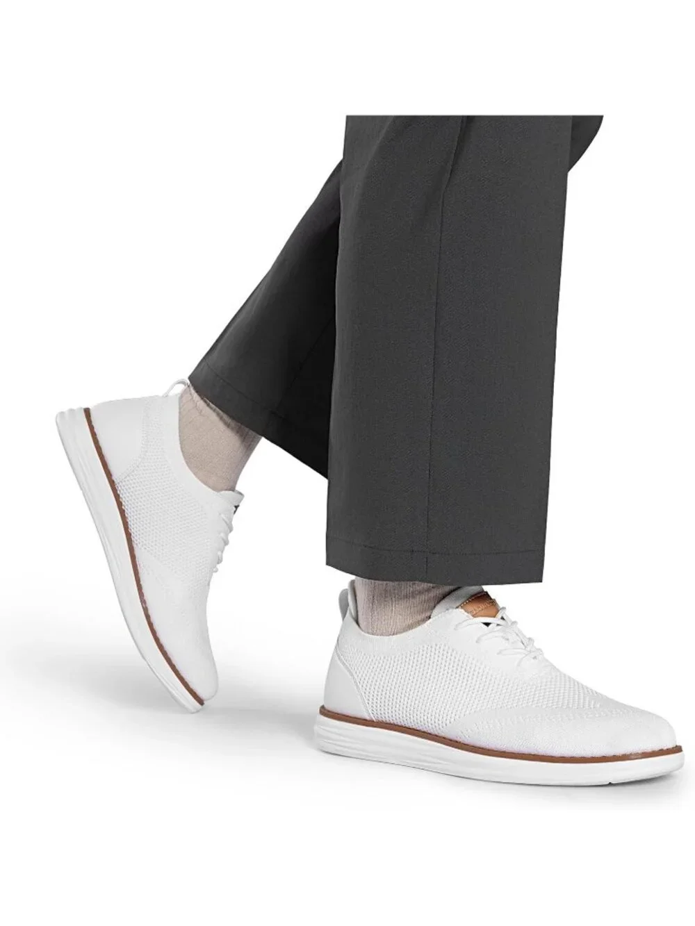 Bruno Marc Men's White Rubber Lace up Lightweight Casual Walking Sneakers - Picture 2 of 6